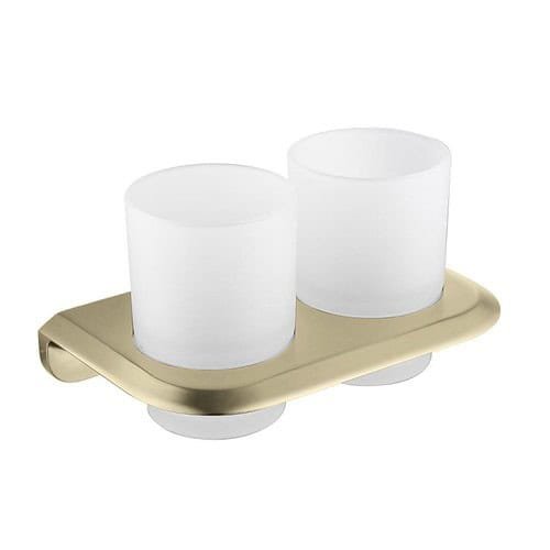 Zinc alloy base wall mounted double tumbler holder - Rose Gold