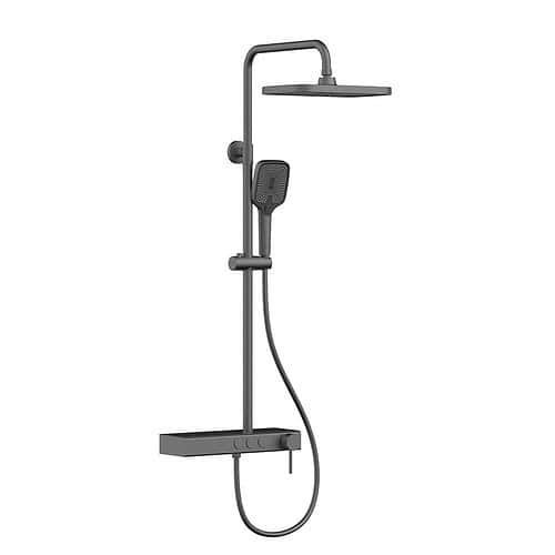 Stainless steel 3 function exposed push button shower column with storage platform | SO845 13 45 8 - gunmetal