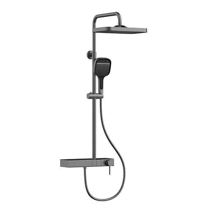 Stainless steel 2 function exposed shower column with push button and shelf | SO876 12