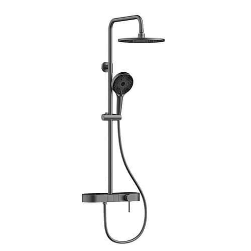 Stainless steel rain shower set system with push-button | SO877 12 45 8 - gunmetal