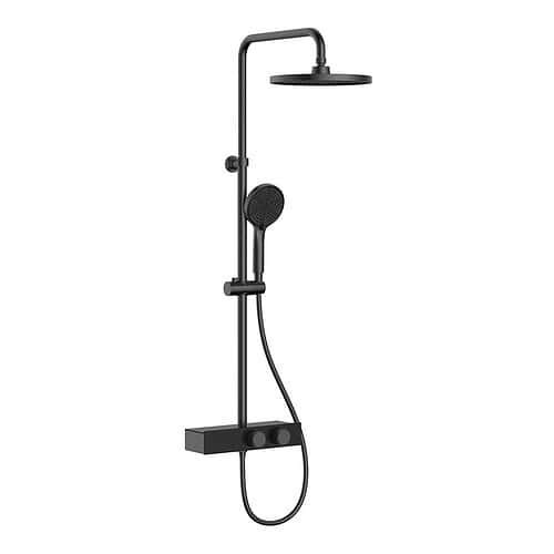 Stainless steel exposed pipe dual knob shower faucet | SO882A 12 31 8 - Matte black