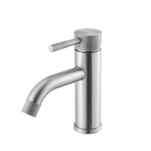 Stainless Steel knurling handle bathroom faucet