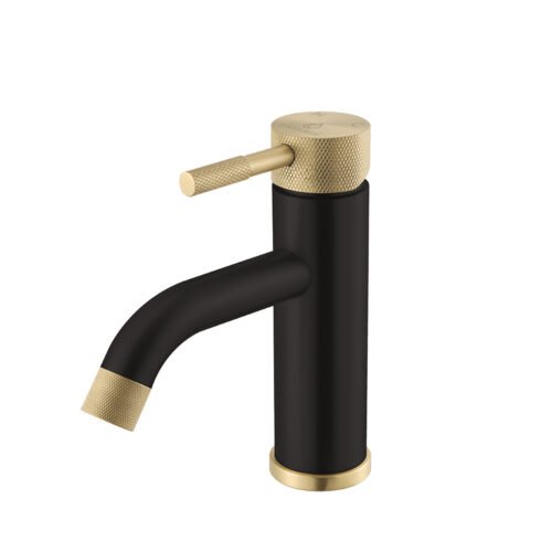 Stainless Steel knurling handle bathroom faucet