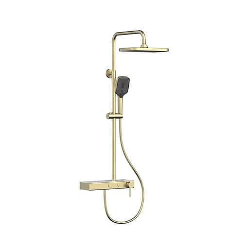 Brushed gold 2-function shower faucet with a handheld showerhead