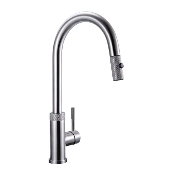 Stainless steel pull down sink faucet with knurling pattern | K749 01