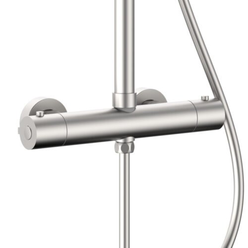 2 way stainless steel thermostatic shower column | SC442A 12 16 2 - brushed steel finish