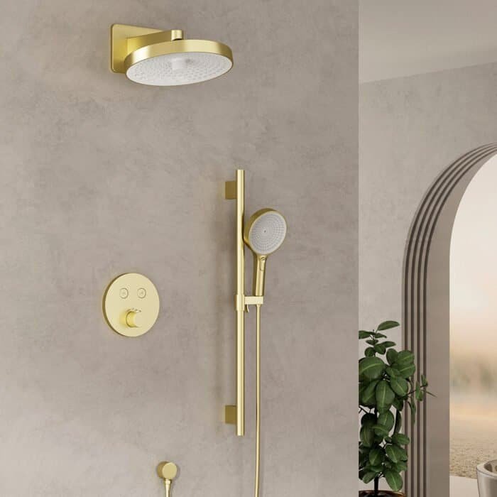 Brushed gold concealed shower set with adjustable slide bar | SC030 22