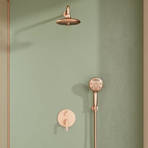 Rose gold 2-way shower set with stepped handle